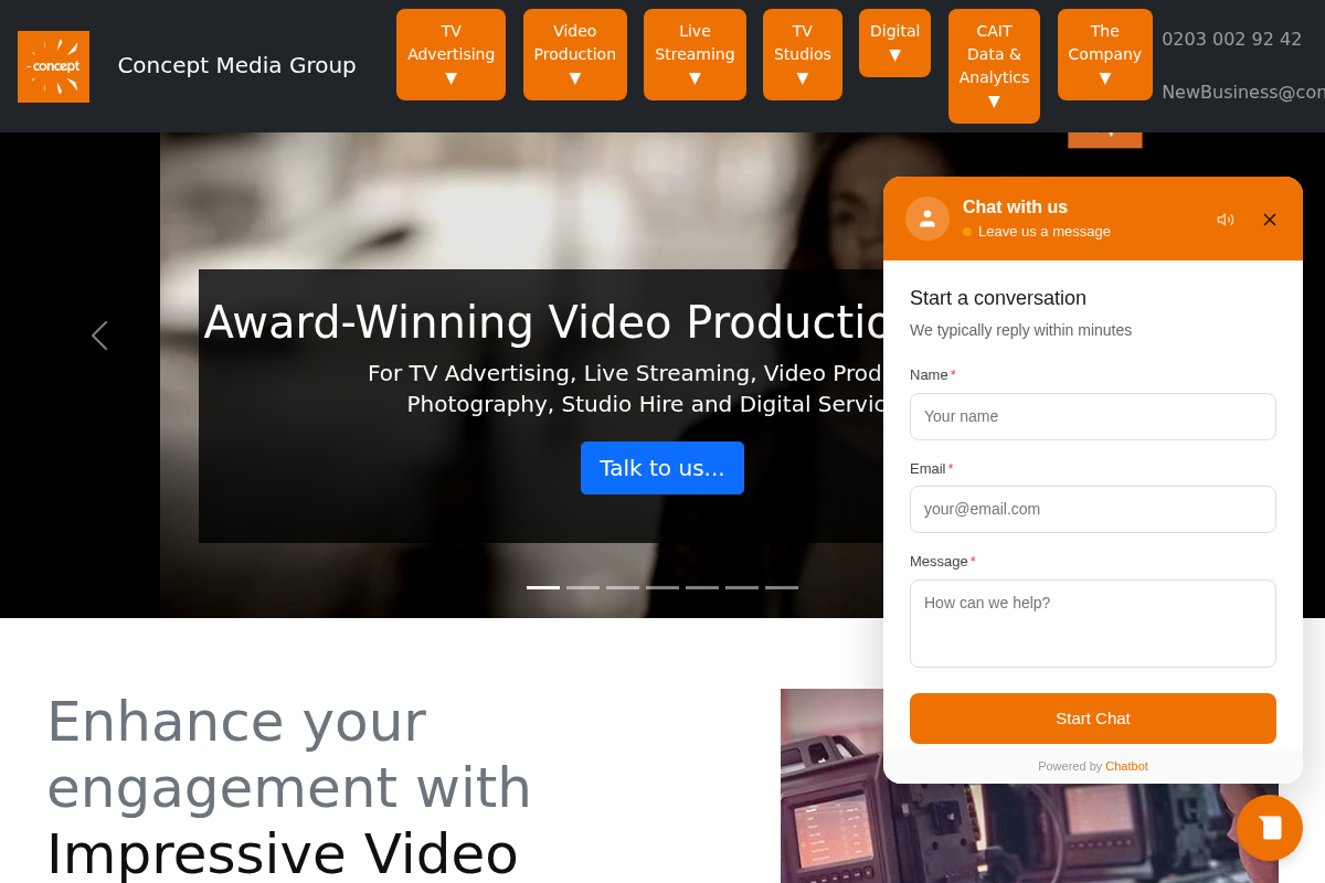 Screenshot of Concept Media Group website