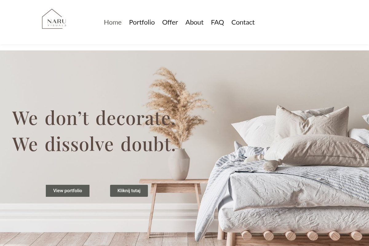 Screenshot of Naru Visuals website