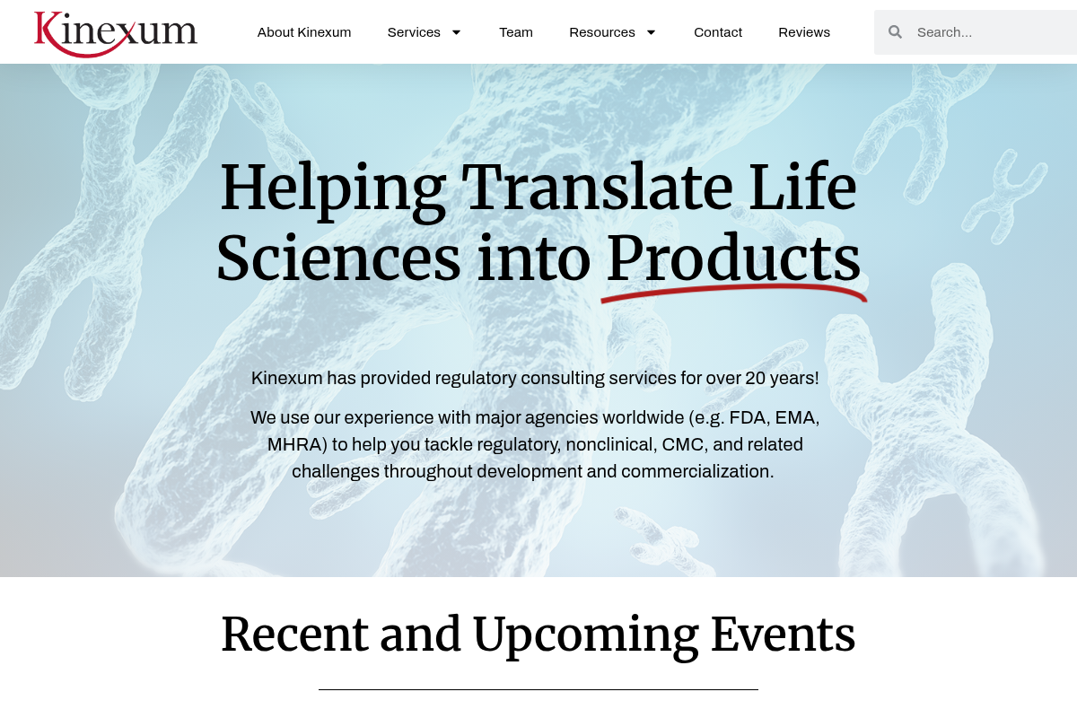 Screenshot of Kinexum website