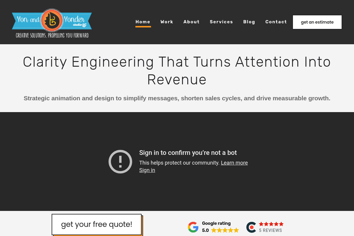 Screenshot of Yon and Yonder Studio website