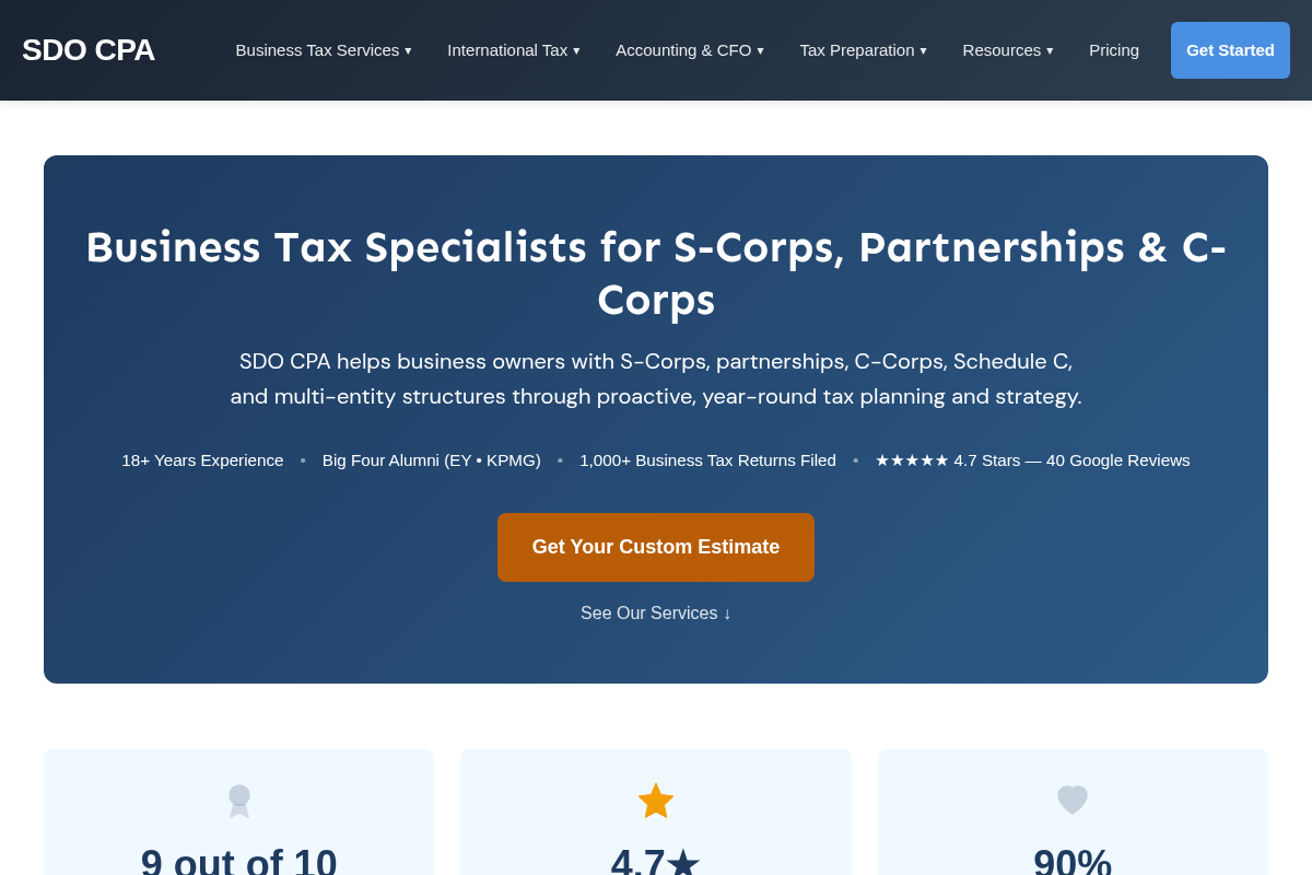 Screenshot of SDO CPA website