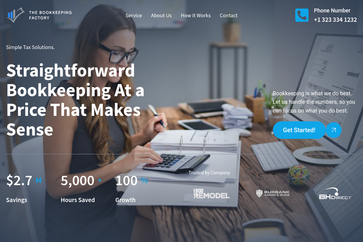 Screenshot of The Bookkeeping Factory website