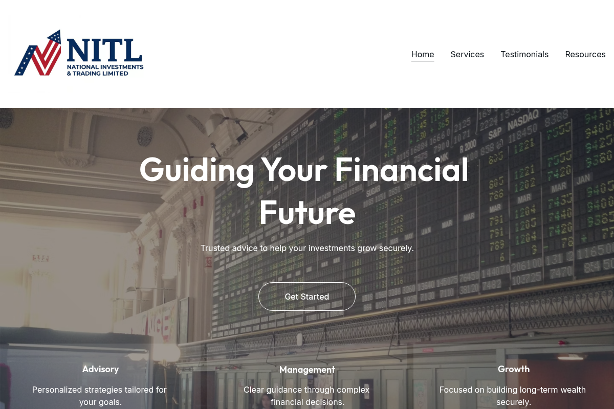 Screenshot of National Investments & Trading Limited website