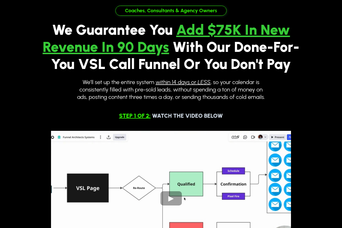 Screenshot of Funnel Architects website