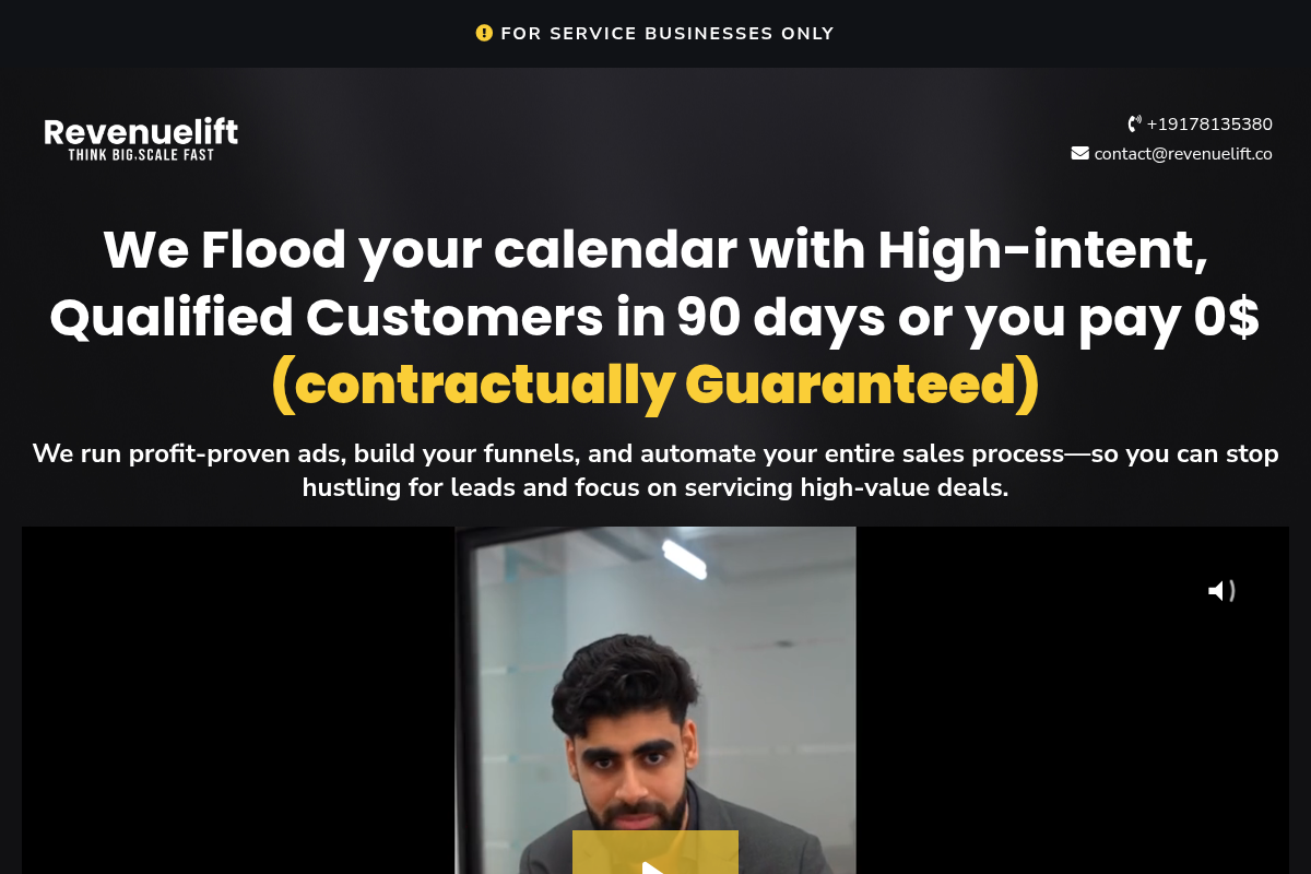 Screenshot of RevenueLift website