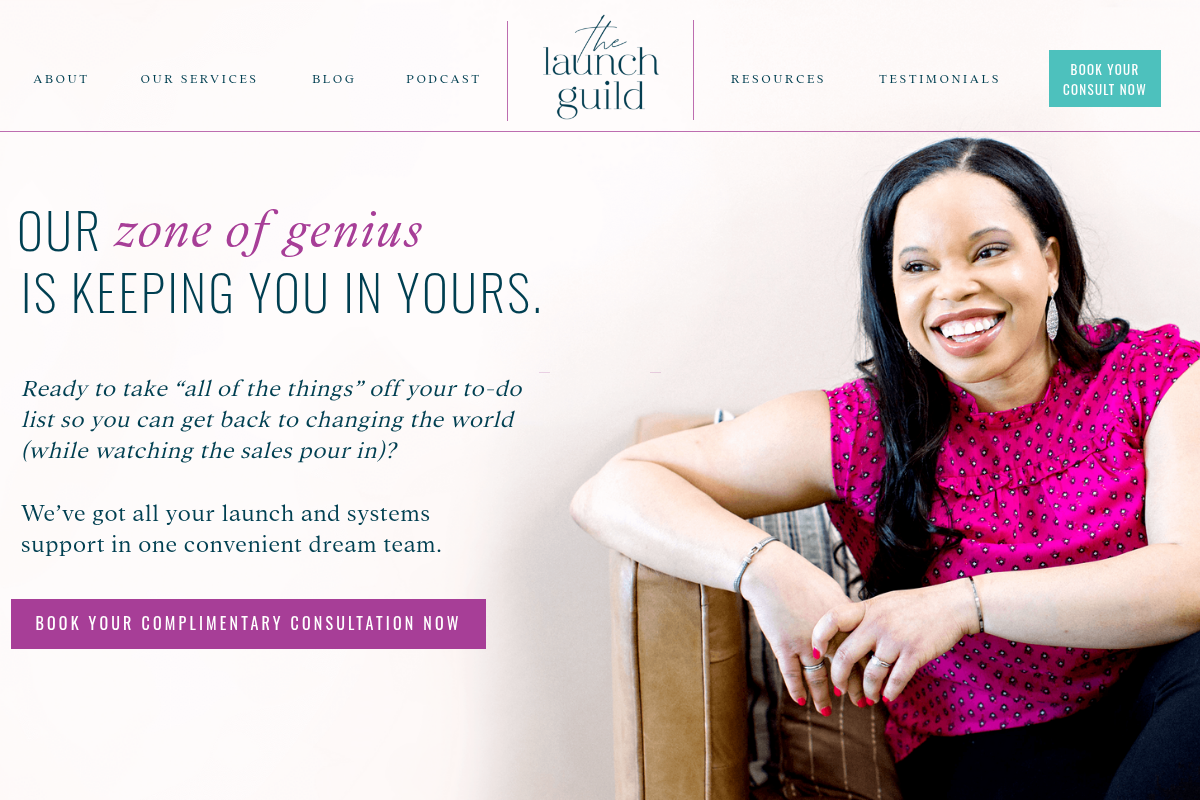 Screenshot of The Launch Guild website