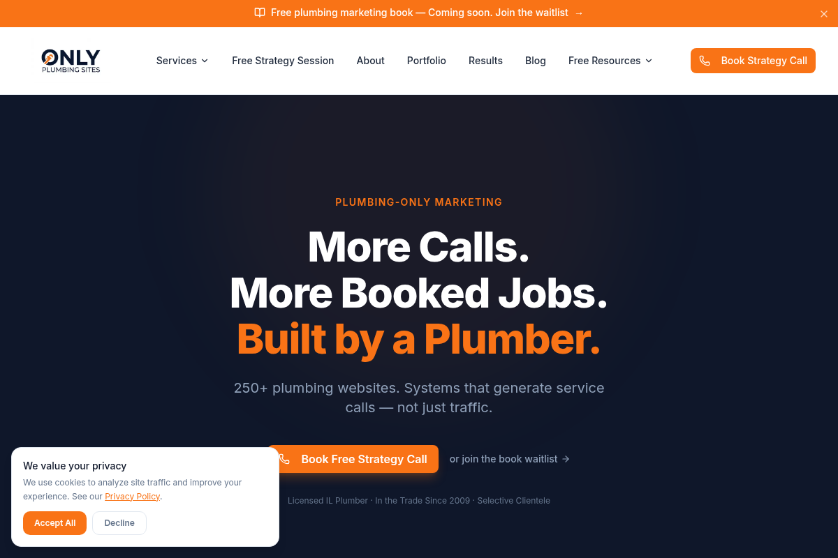 Screenshot of Only Plumbing Sites website