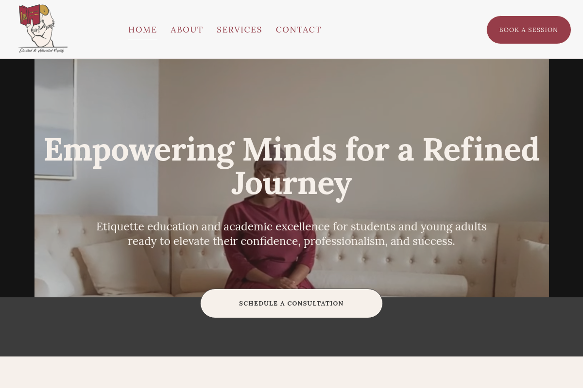 Screenshot of Elevated & Alleviated Minds website