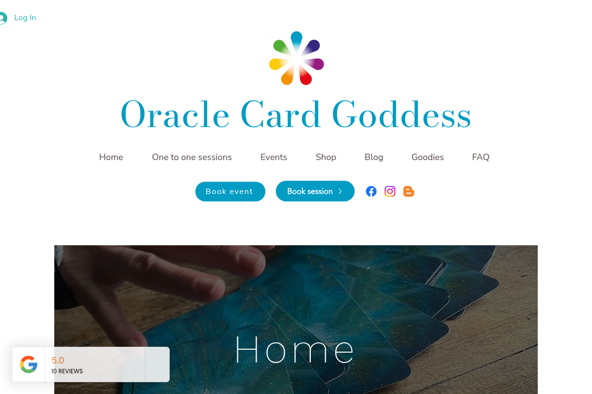 Screenshot of Oracle Card Goddess website