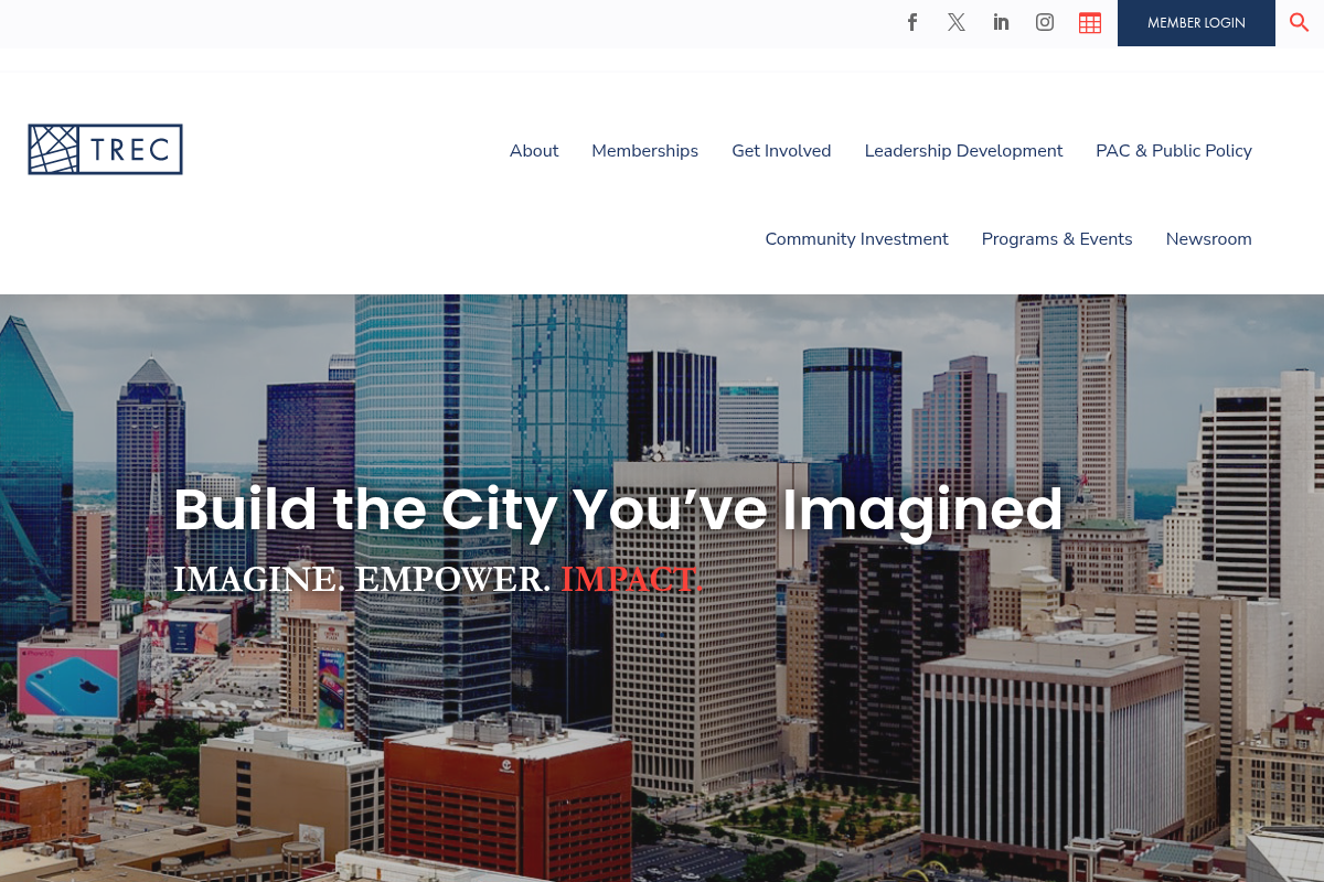 Screenshot of The Real Estate Council (TREC) website