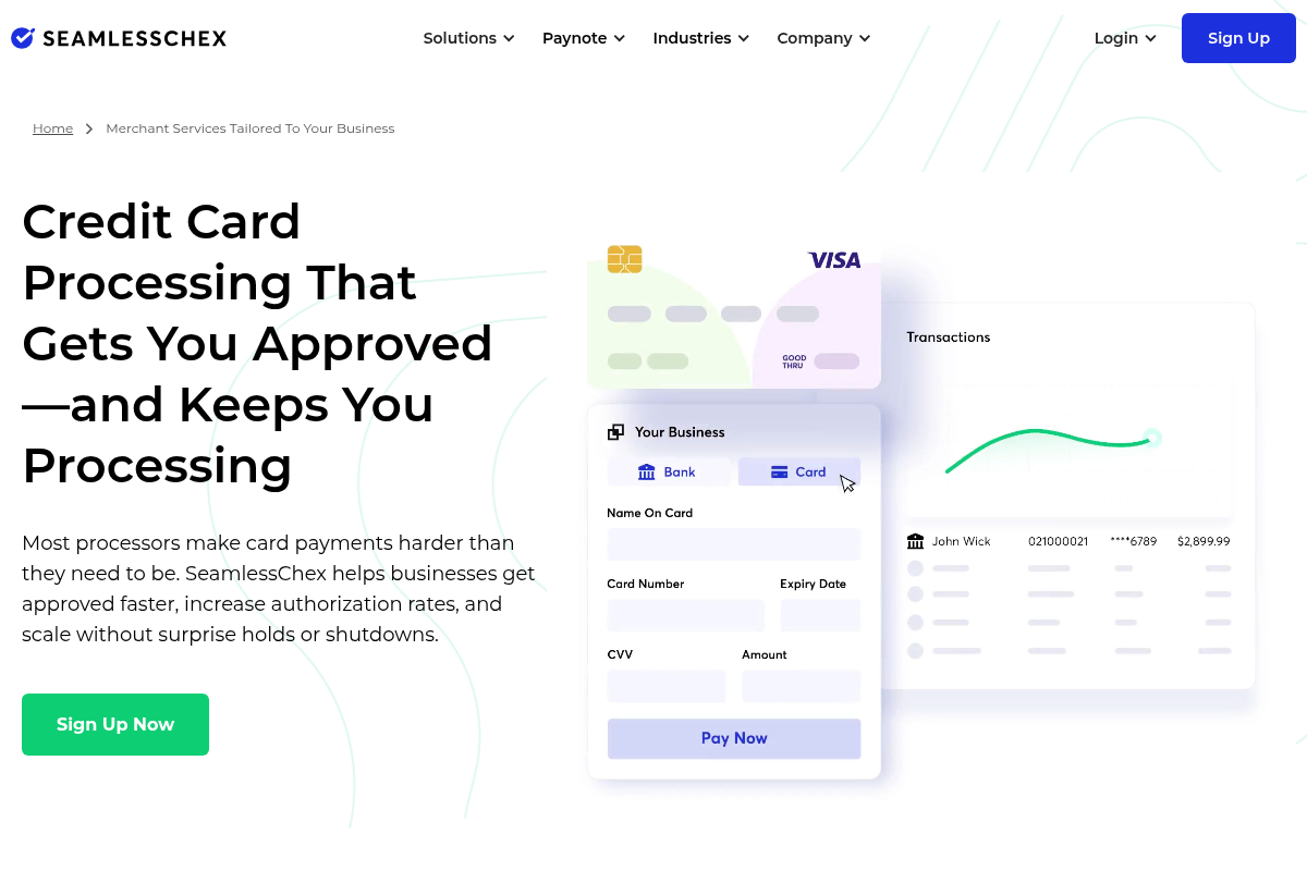 Screenshot of Seamless Chex website