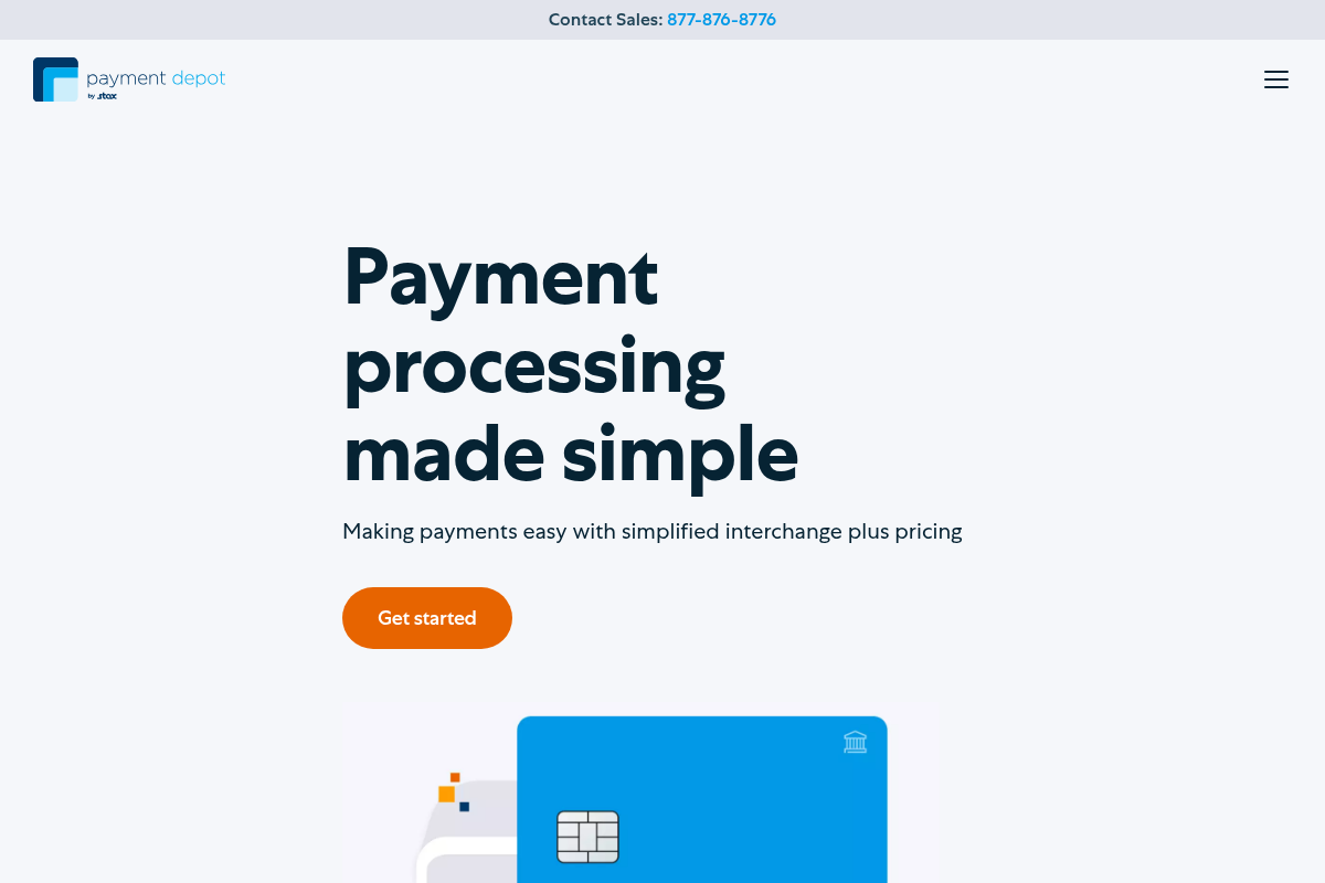 Screenshot of Payment Depot website