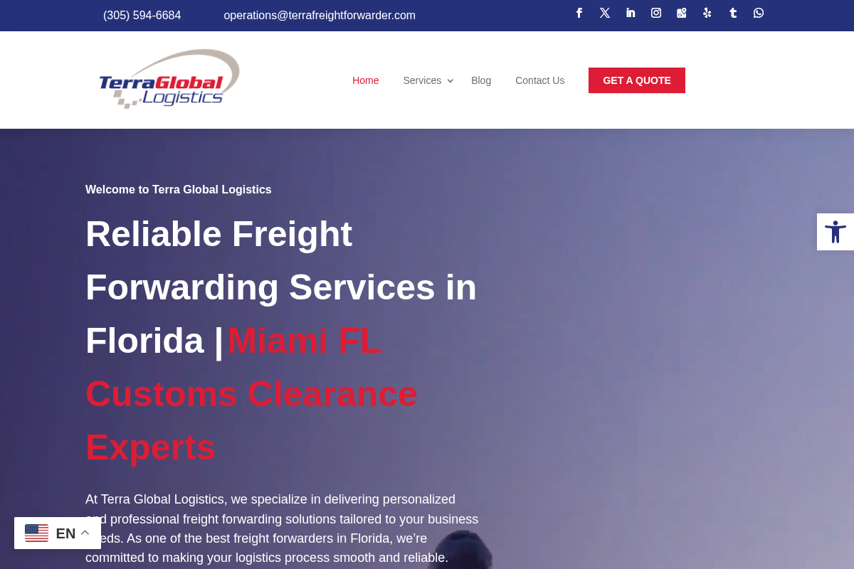 Screenshot of Terra Global Logistics website