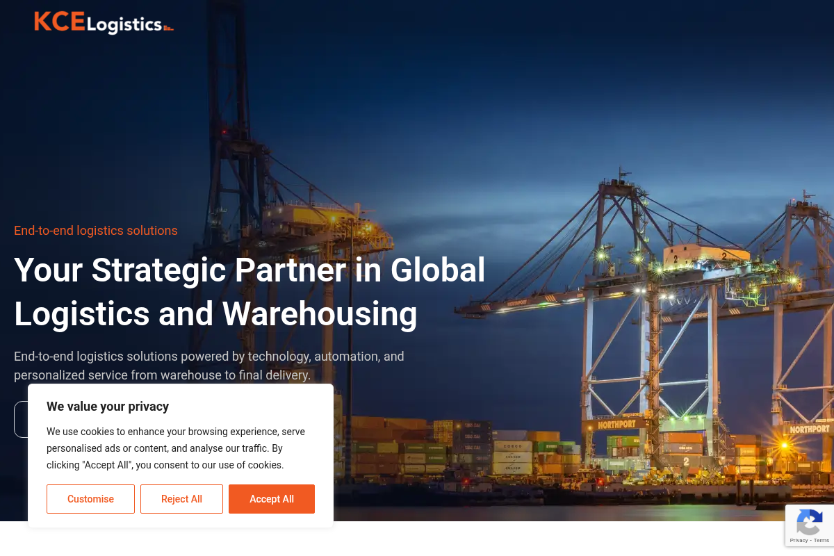 Screenshot of KCE Logistics website