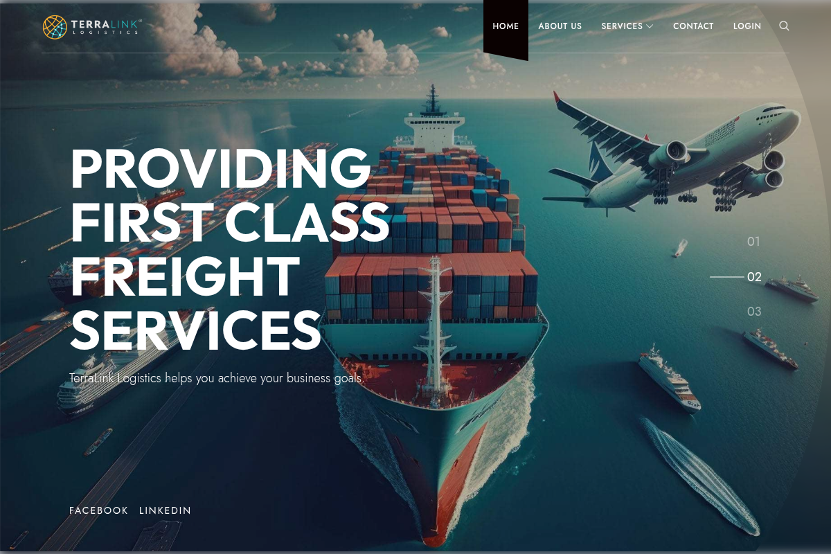 Screenshot of TerraLink Logistics website