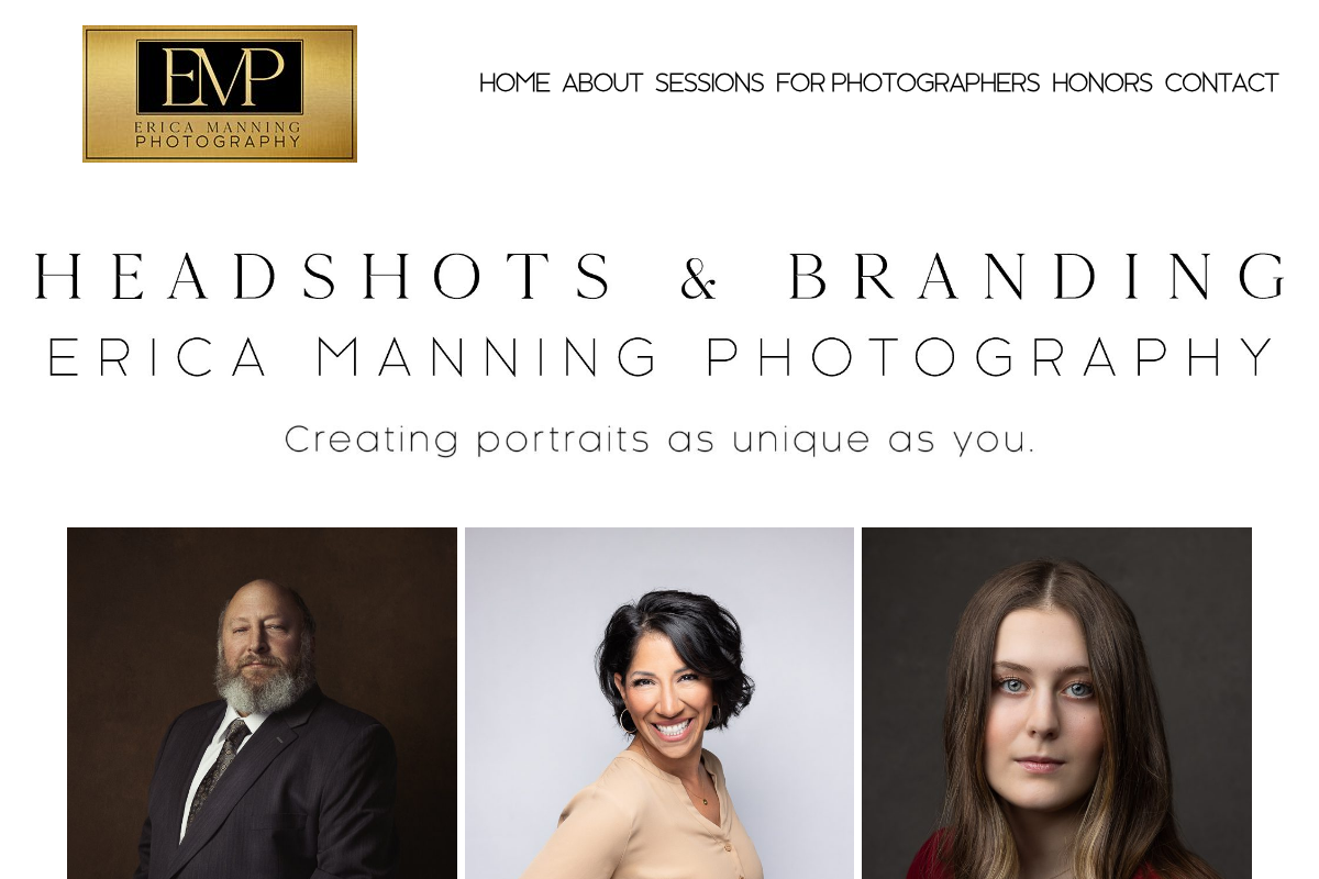 Screenshot of Erica Manning Photography website
