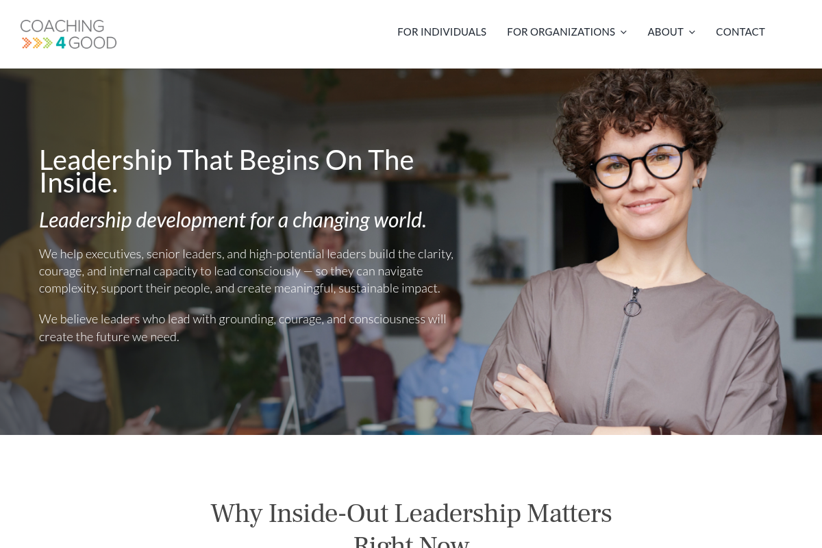 Screenshot of Coaching 4 Good website
