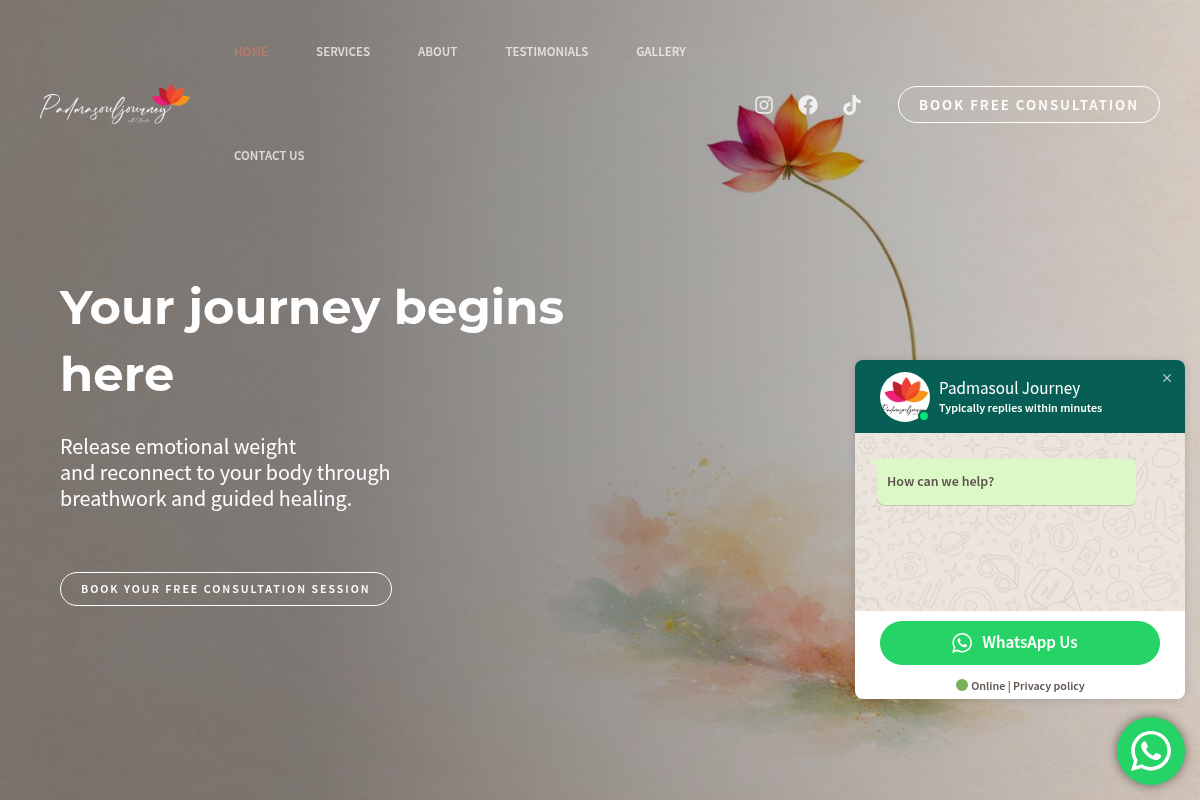 Screenshot of PadmaSoul website