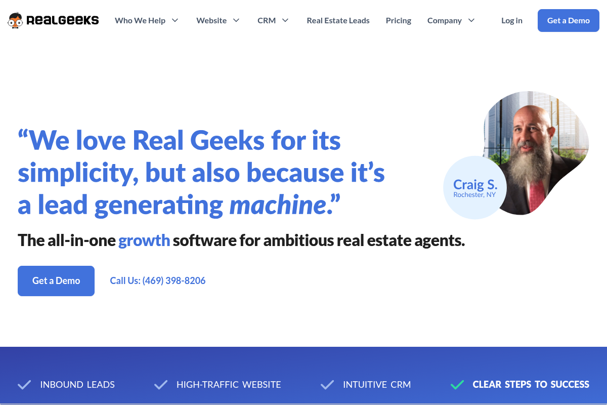 Screenshot of Real Geeks website