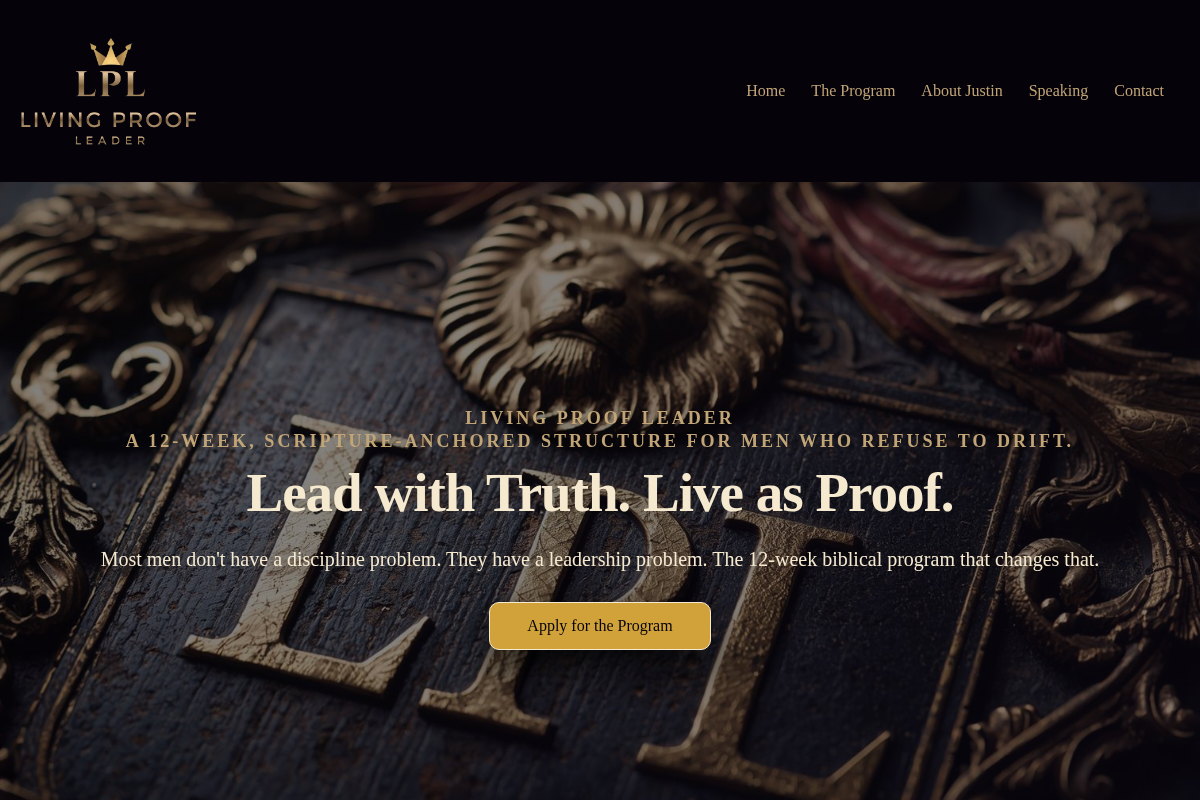 Screenshot of Living Proof Leader website