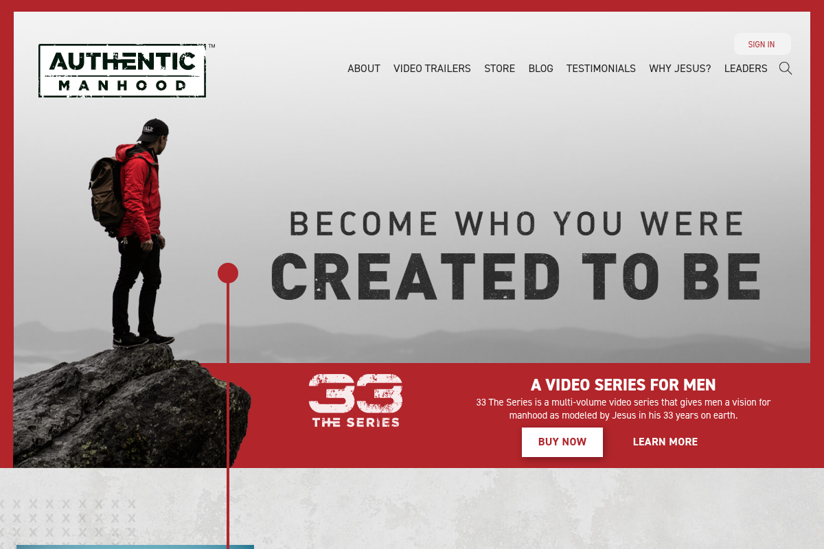 Screenshot of Authentic Manhood website