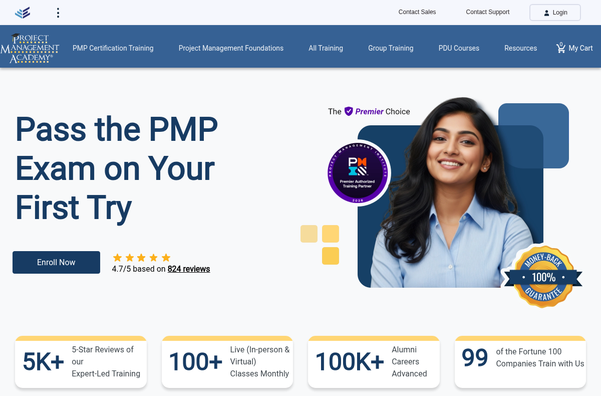Screenshot of Project Management Academy website