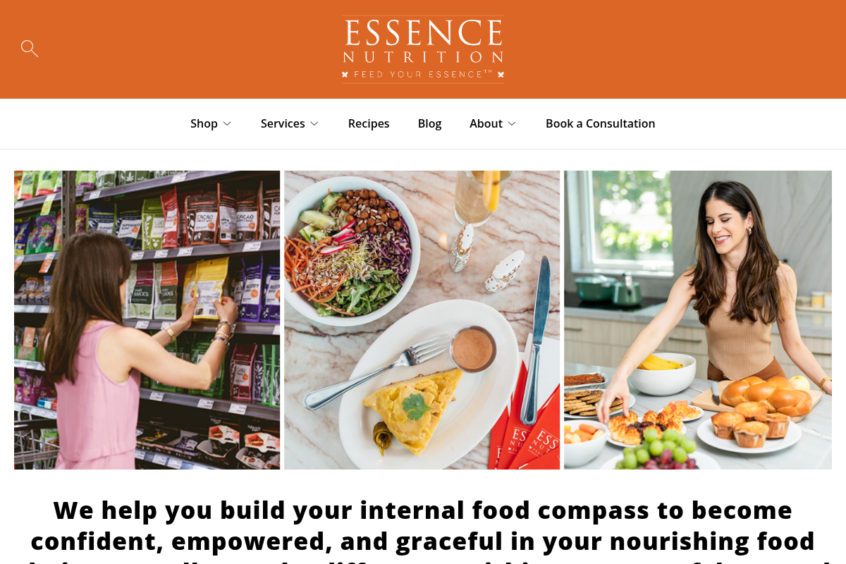 Screenshot of Essence Nutrition Miami website