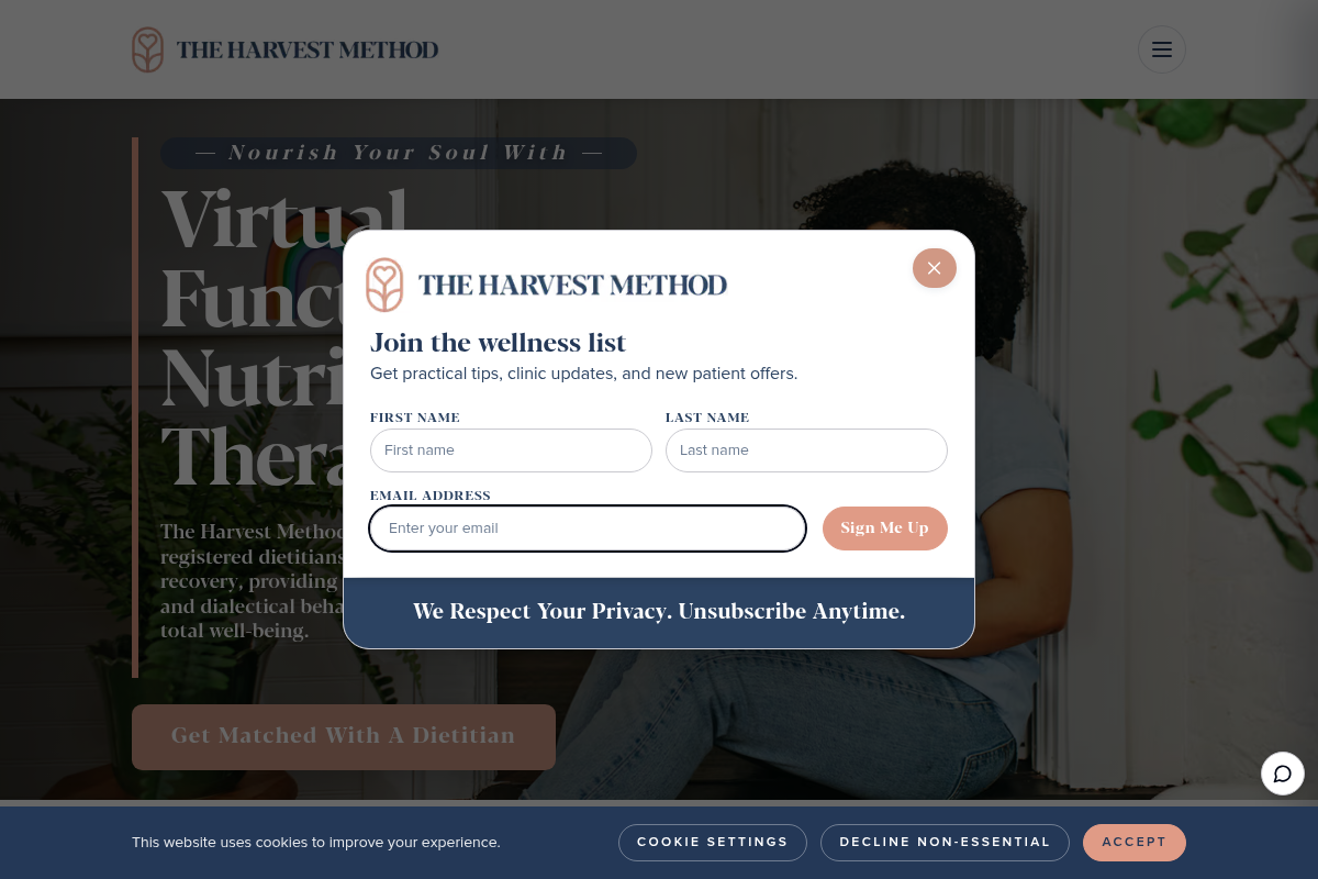 Screenshot of The Harvest Method website