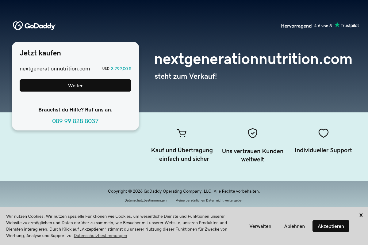 Screenshot of NextGeneration Nutrition website