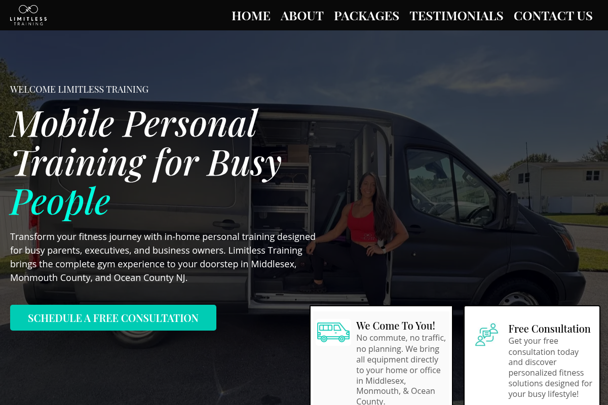 Screenshot of Limitless Training website