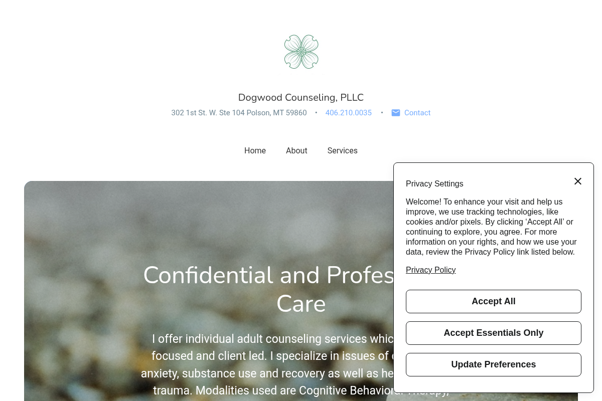 Screenshot of Dogwood Counseling, PLLC website