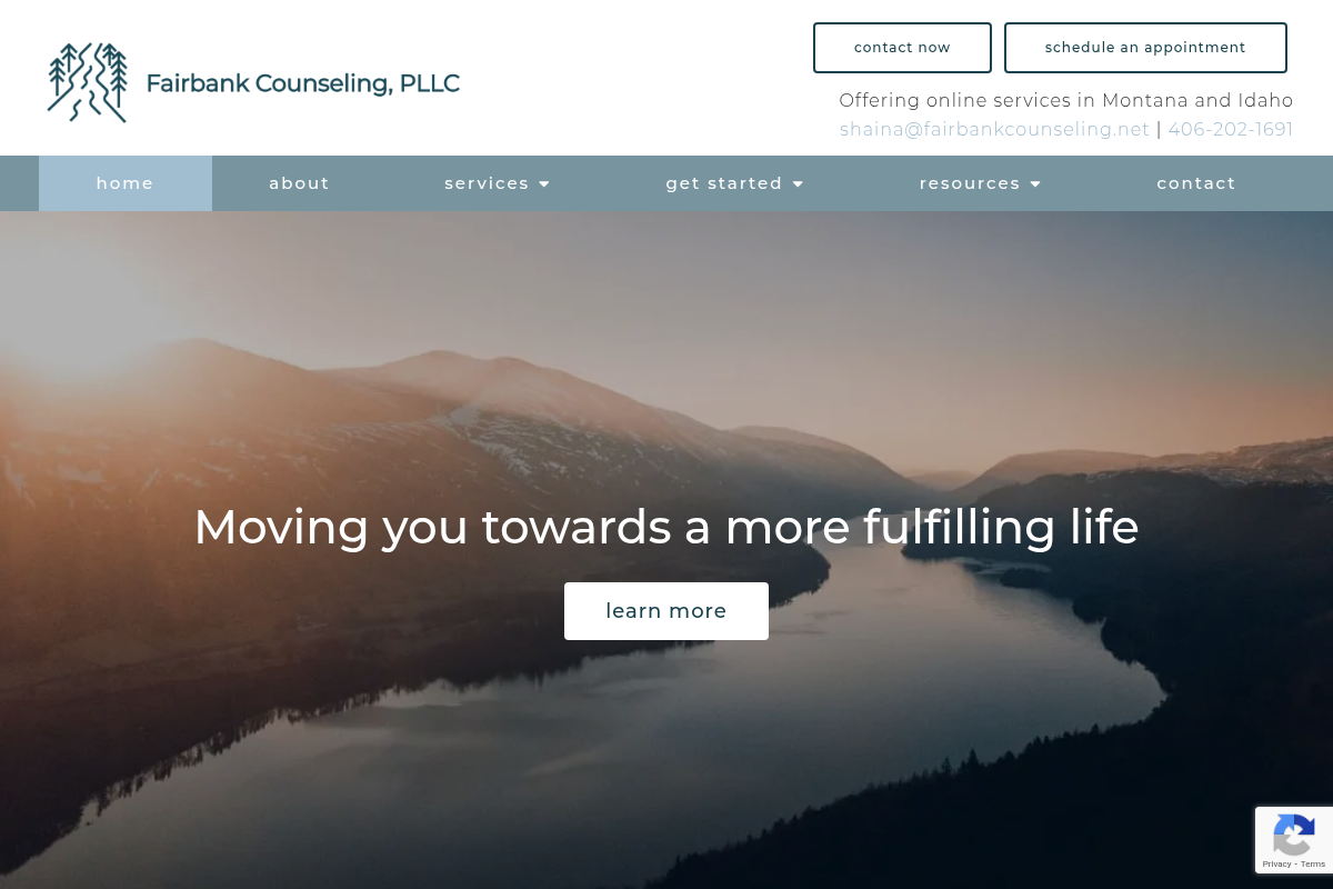 Screenshot of Fairbank Counseling, PLLC website