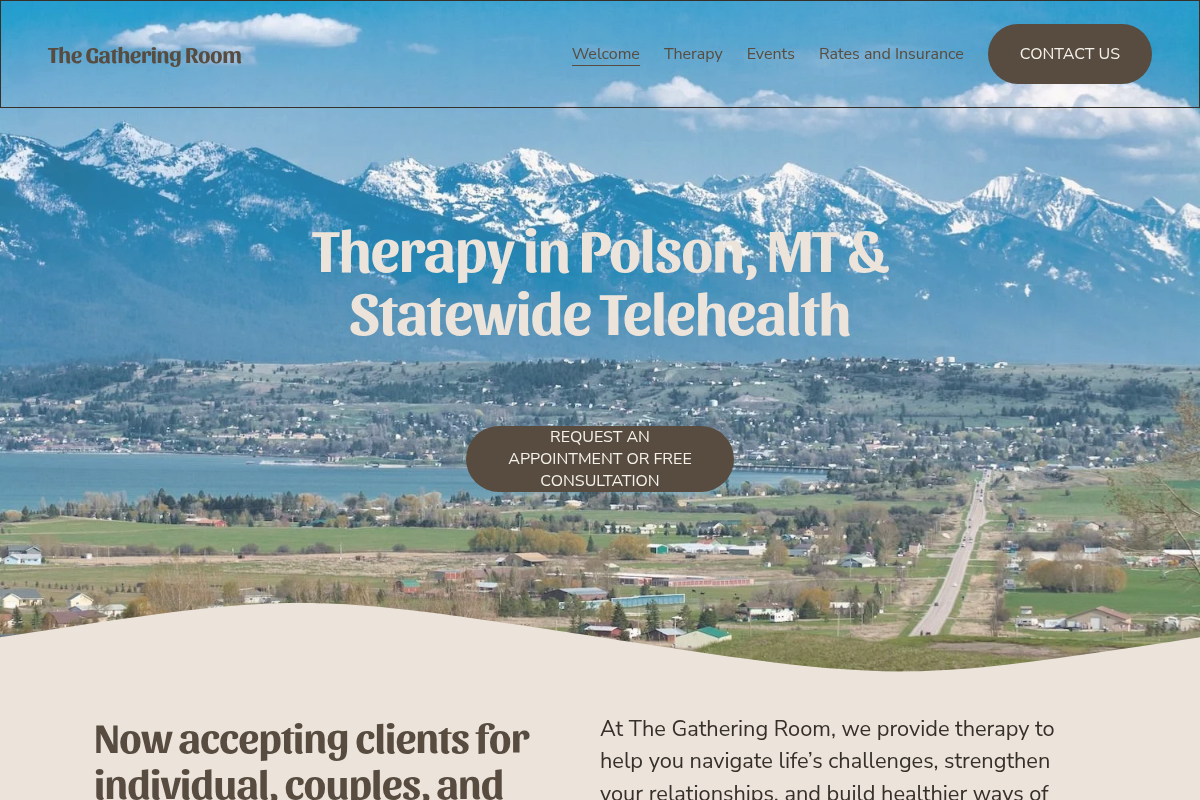 Screenshot of The Gathering Room website