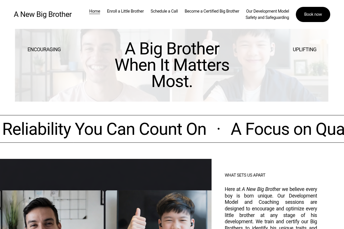 Screenshot of A New Big Brother website