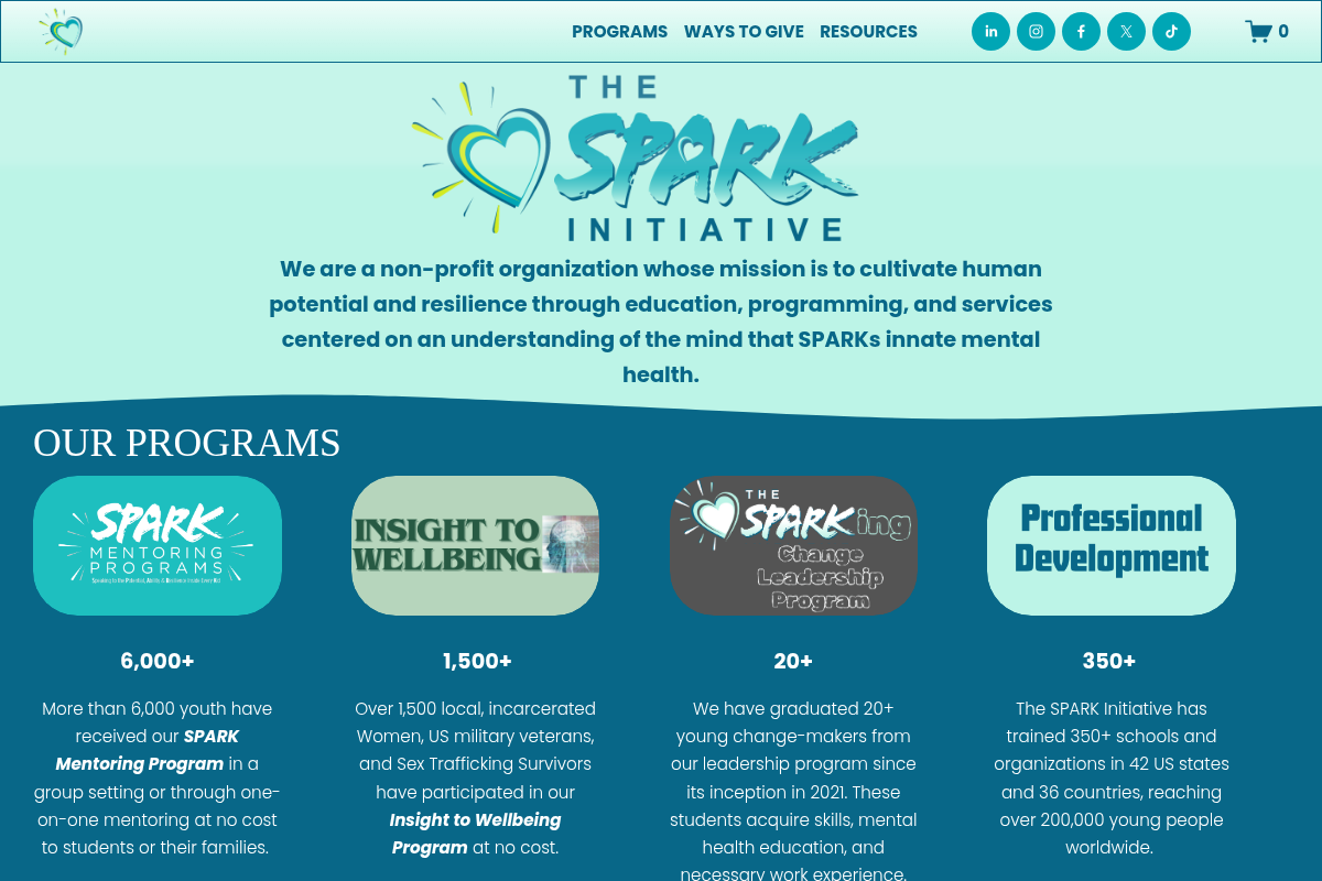 Screenshot of The SPARK Initiative website