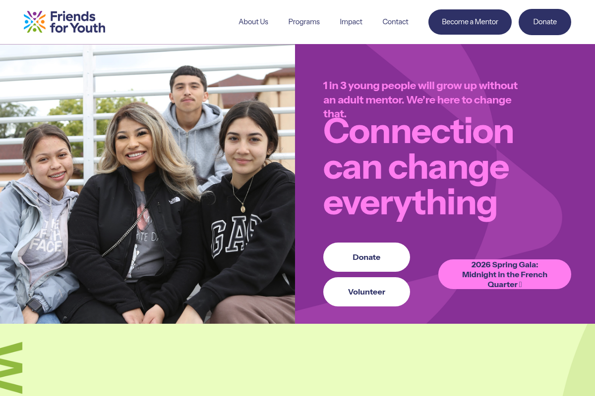 Screenshot of Friends for Youth website
