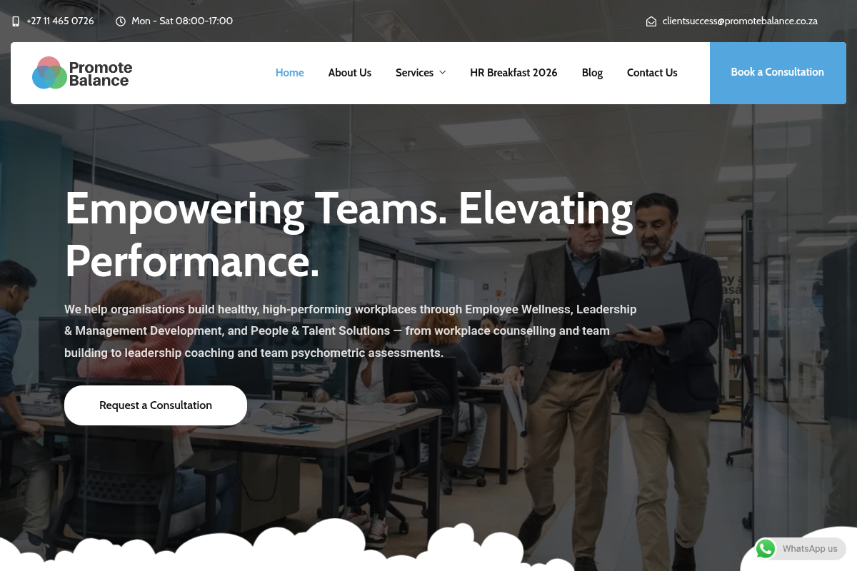 Screenshot of Promote Balance website
