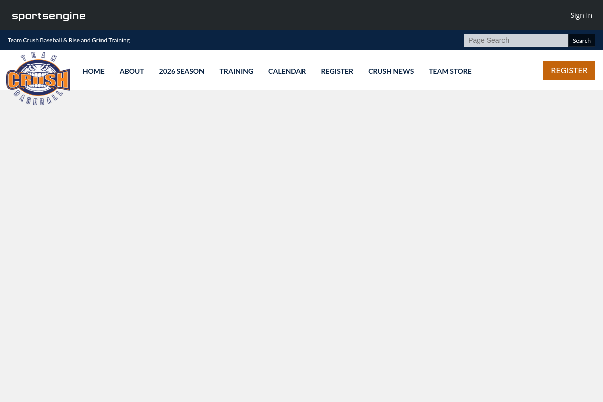 Screenshot of Crush Baseball website