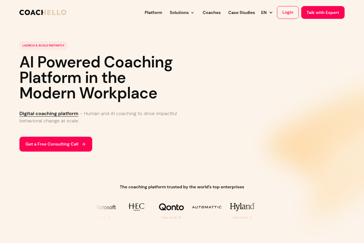 Screenshot of Coachello website