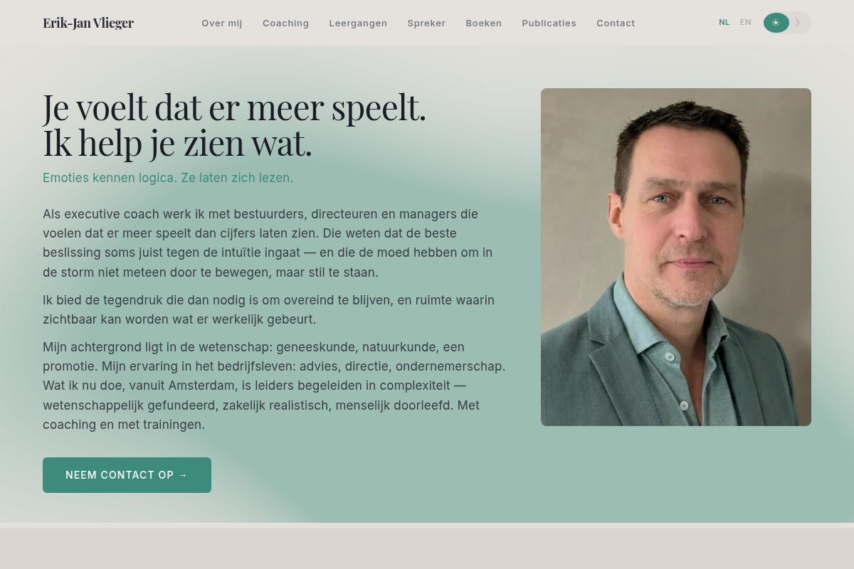 Screenshot of Erik-Jan Vlieger website