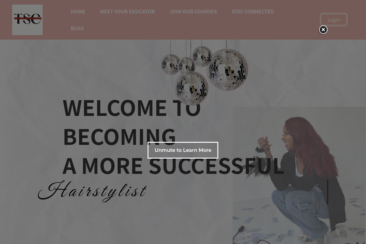 Screenshot of The Stylist Corner Academy website