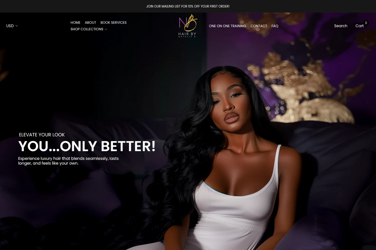 Screenshot of Hair By Natalie B. website