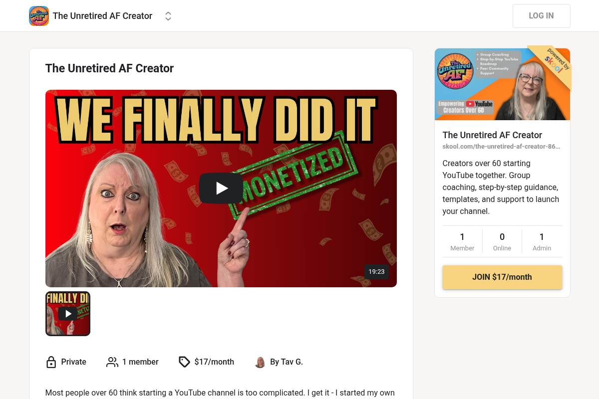 Screenshot of The Unretired AF Creator website