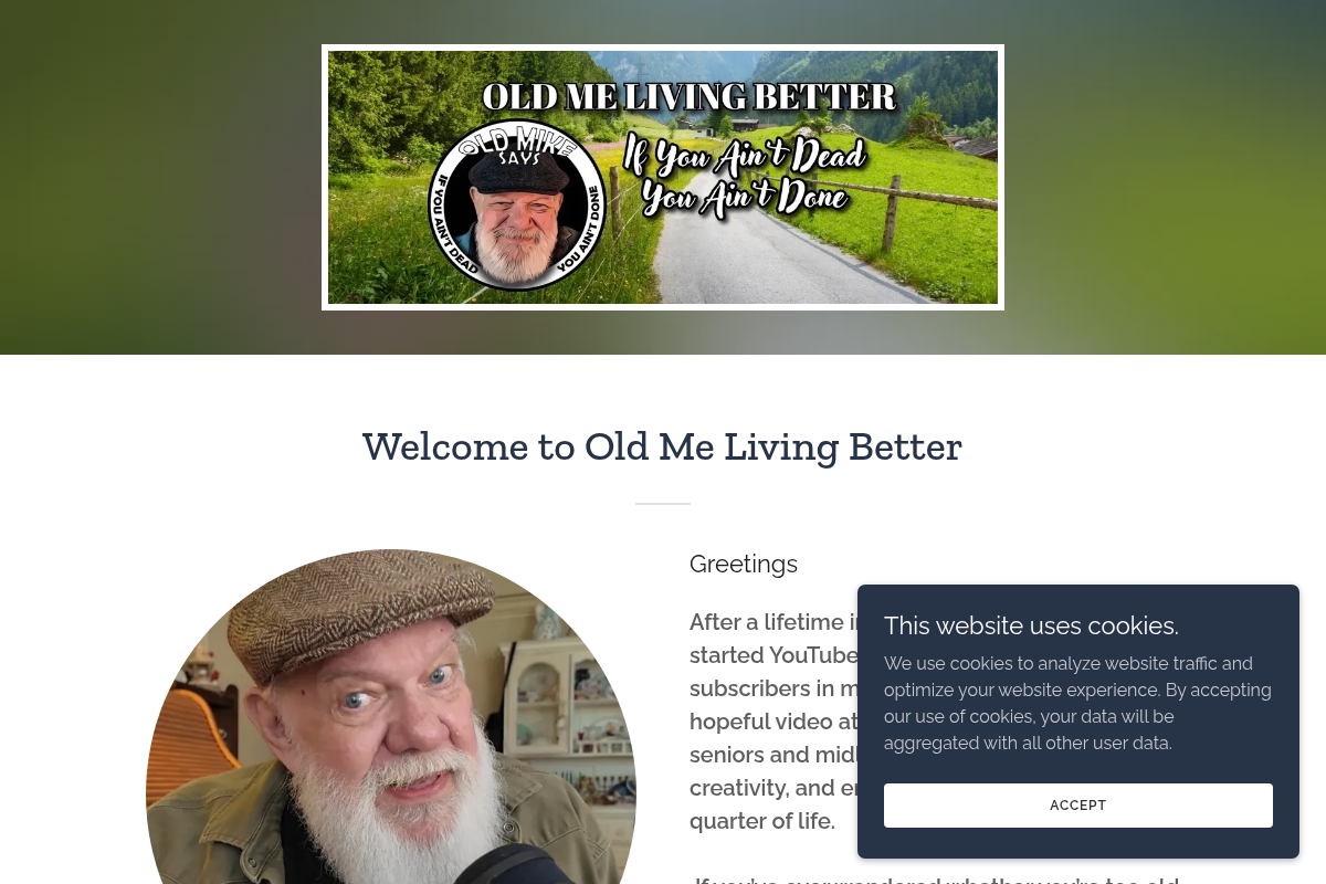 Screenshot of Old Me Living website
