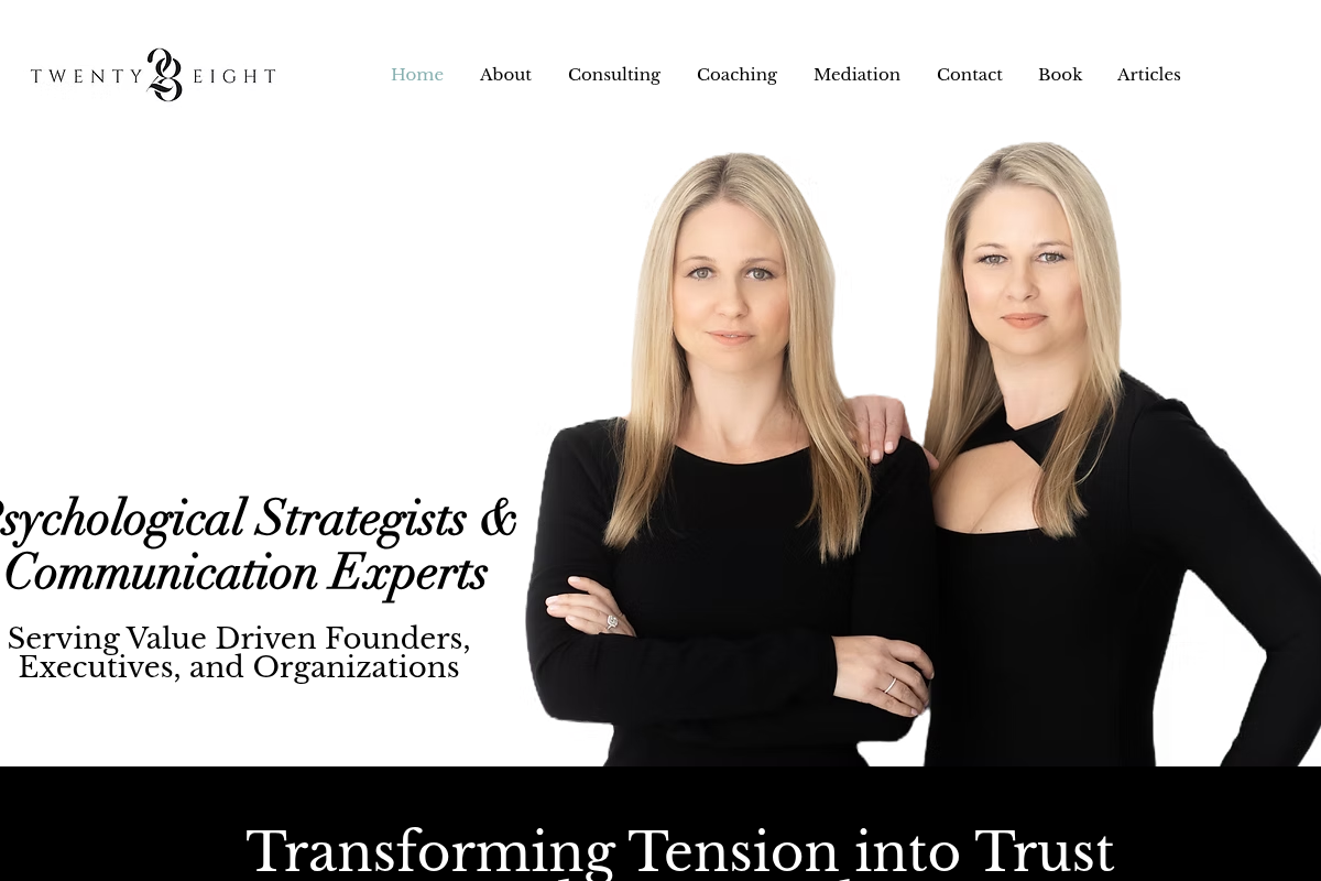 Screenshot of Twenty Eight website