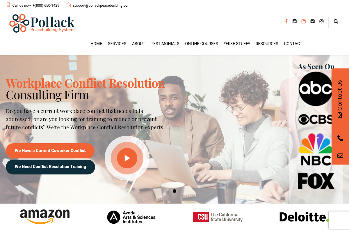 Screenshot of Pollack Peacebuilding Systems website