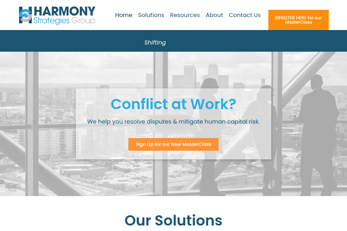 Screenshot of Harmony Strategies Group website