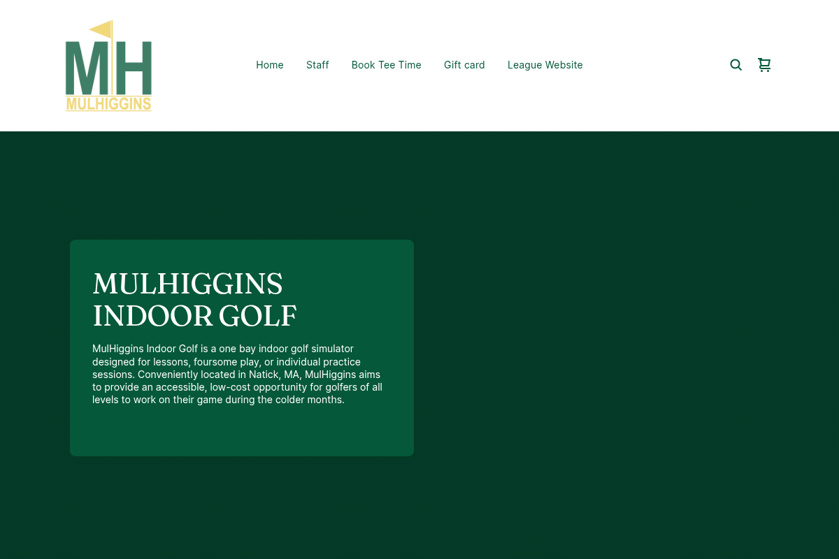 Screenshot of MulHiggins Indoor Golf website