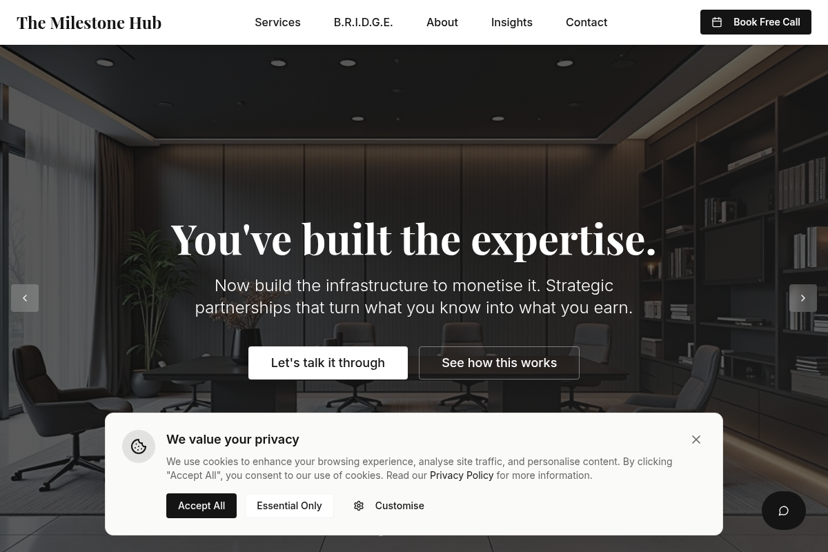 Screenshot of The Milestone Hub website