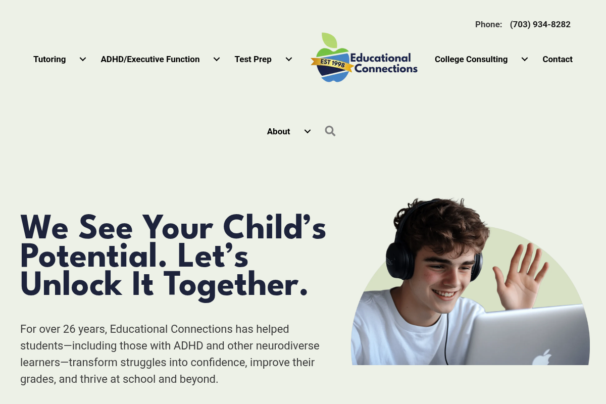 Screenshot of Educational Connections website